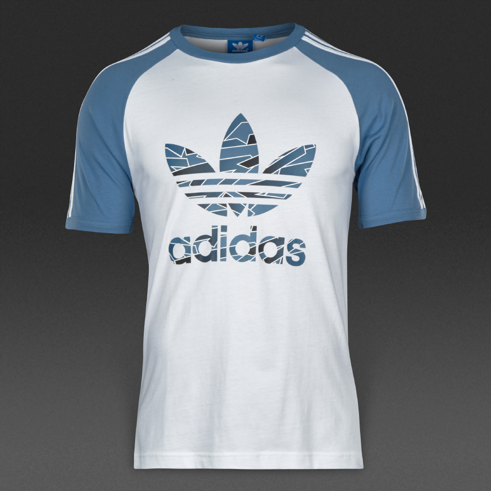 Adidas Originals Shatter Stripe Logo Tee White / Stonewash Blue for Men
